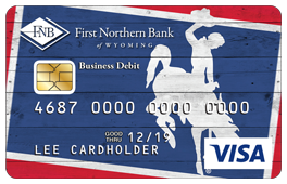 VISA business debit card red white blue rodeo horse design