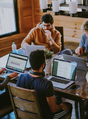 Coworkers in a shared workspace